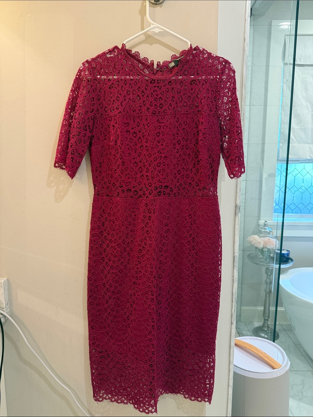 Elegant Burgundy Lace Midi Dress